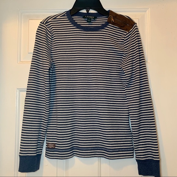 Ralph Lauren Tops - Ralph Lauren Striped Long Sleeve Elbow Patch Shirt